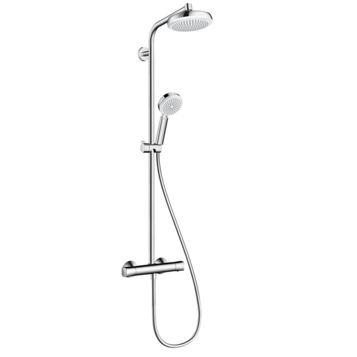 Душевая стойка Hansgrohe Crometta 160 Showerpipe с верхнем душем 180мм, ручным душем, и термостатическим смесителем, цвет: хром