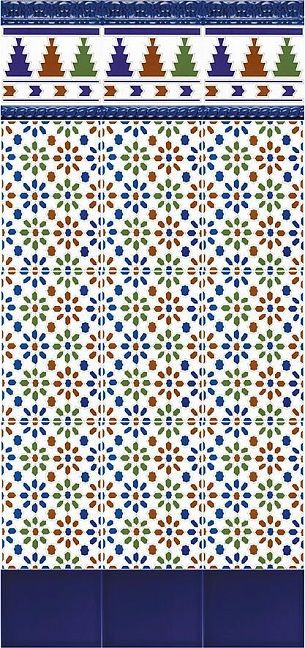 Керамическая плитка Ceramica Ribesalbes Zocalo Moldura Relieve Azul Valencia 5x20