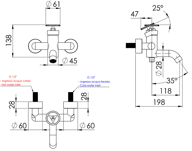 Смеситель для ванны Remer Chrono CH05BG, золото брашированное