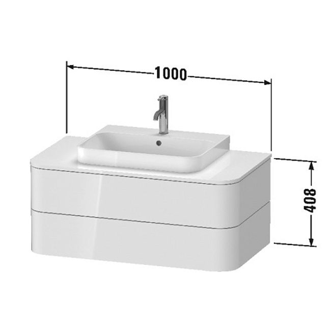 Duravit Happy D.2 Plus Раковина 60х46см с перелив, с 1м отв. под смесит, выпуск с керам. покр цвет: Anthracite matt/белый