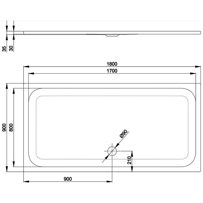 BETTE Ultra Душевой поддон 180х90х3.5см., прямоугольный, в комплекте с шумоизоляцией, BetteGlasur Plus, BetteАнтислип, сталь, цвет: белый