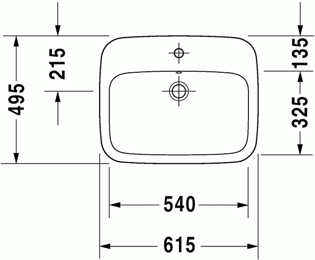 Duravit DuraStyle Раковина 61,5х49,5 см, 1 отв. для смесителя, покрытие WonderGliss, цвет: белый.