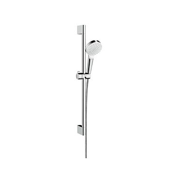 Душевой набор Hansgrohe Crometta Vario Unica: штанга 650mm, ручной душ, 1jet (Rain), шланг, цвет: белый/хром