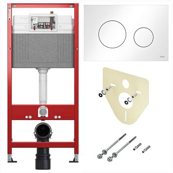 Tece Base Комплект c инсталляцией (4в1) с панелью смыва TECEloop, цвет клавиши белый