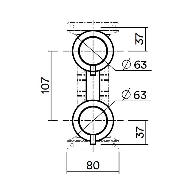 QuadroDesign Source Встраиваемая часть смесителя из стены с переключателем на 2 потребителя