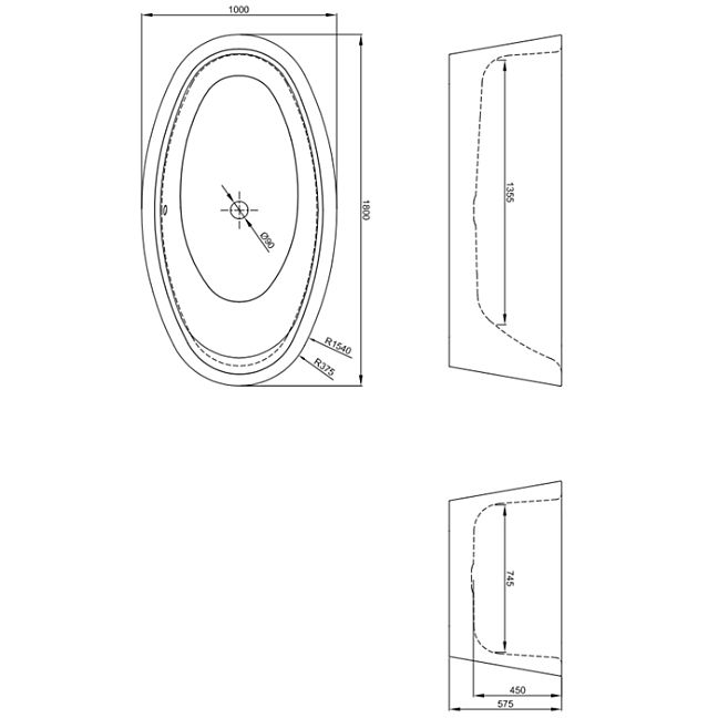 BETTE Home Ванна отдельно стоящая OVAL SILHOUETTE 180х100 см, с самооч покрытием BetteGlasur  Plus,2-х цветная 352 - внутри белый-снаружи виолет