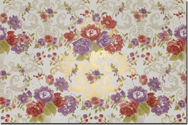 Керамическая плитка Petrachers Primavera Romana Fioritura Oro Su Bianco Luc 65x97,7