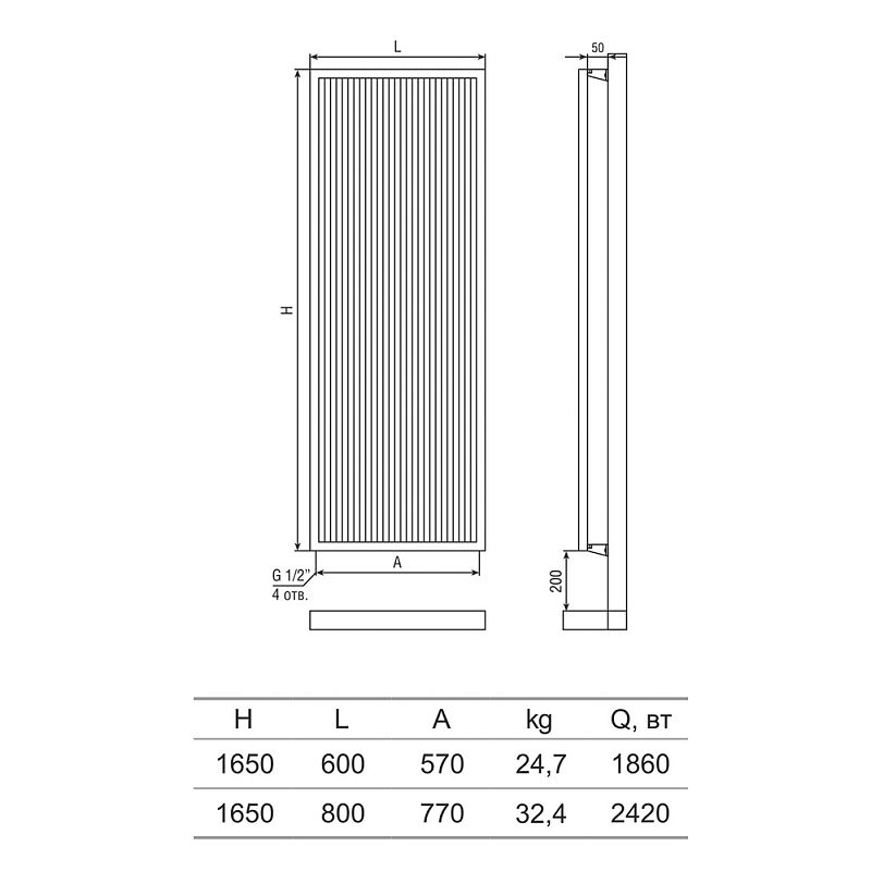 Радиатор-полотенцесушитель NEOINOX 165x60 ГВС, Окраска по Ral