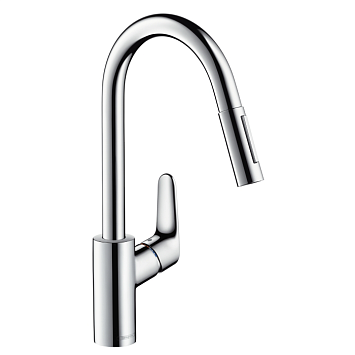 Смеситель для кухни Hansgrohe Focus, с выдвижным душем, Цвет: сталь