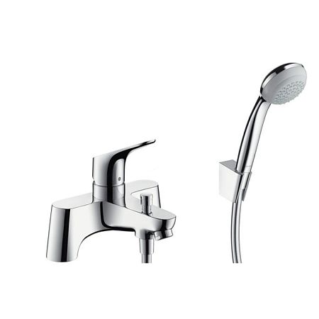 Смеситель на край ванны Hansgrohe Focus на 2 отверстия с переключающим вентилем и ручным душем Crometta 85 1jet