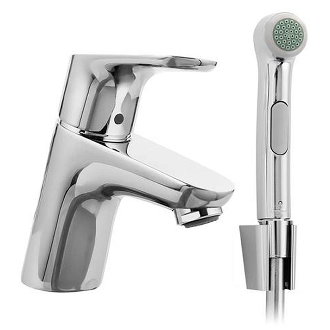 Смеситель для раковины Hansgrohe Focus, с гигиеническим душем, с донным клапаном, Цвет: хром