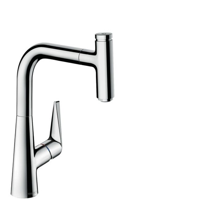 Смеситель для кухни Hansgrohe Talis Select M51 на 1 отв, поворотный излив: 20.8см с вытяжным душем, 1jet, h:22.3см, sBox, кнопка вкл/выкл, цвет: хром