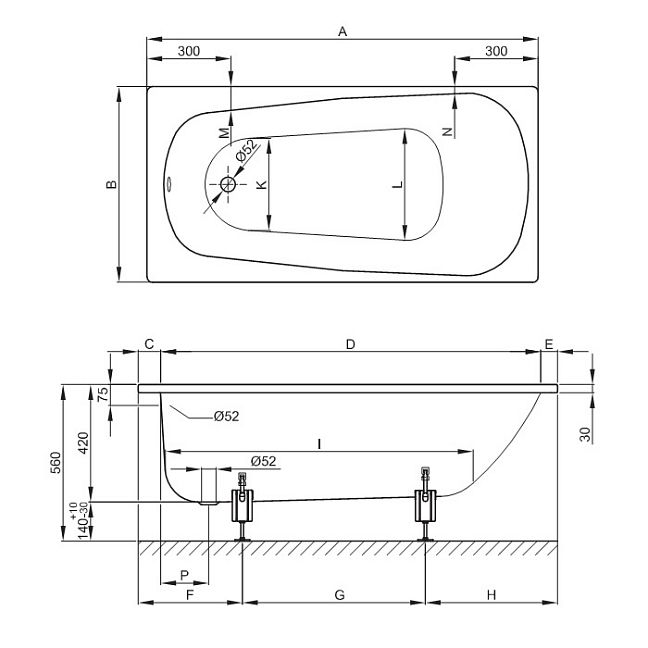 Ванна с шумоизоляцией Bette Form, цвет белый 180x80x42