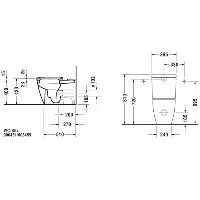 Duravit Happy D2 Унитаз моноблок, 36,5х63 см, цвет: белый, с креплением