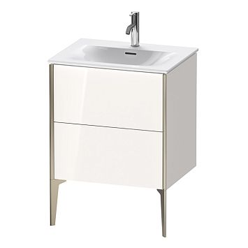 Duravit XViu Тумба подвесная 591x610x480мм, для раковины #234463, 2 ящика, цвет: белый глянцевый/champagne matt