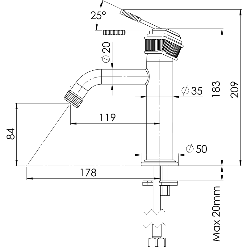 Смеситель для раковины Remer Atelier AL12BG, золото брашированное