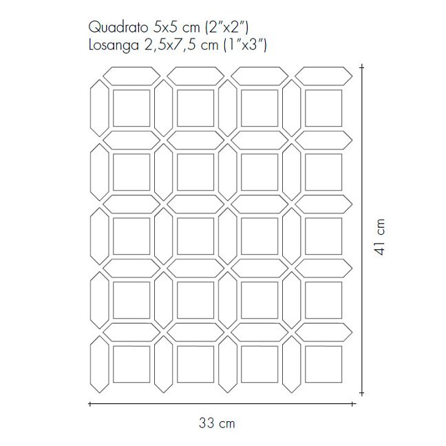 Керамогранит Etruria Design XXS Cassettone 5 Su Rete Quadrato E Losanga Grigio 33x41