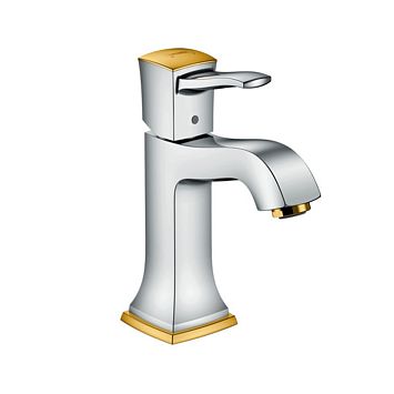 Смеситель для раковины Hansgrohe Metropol Classic однорычажный, на 1 отв., излив: 11.3см., цвет: хром/золото