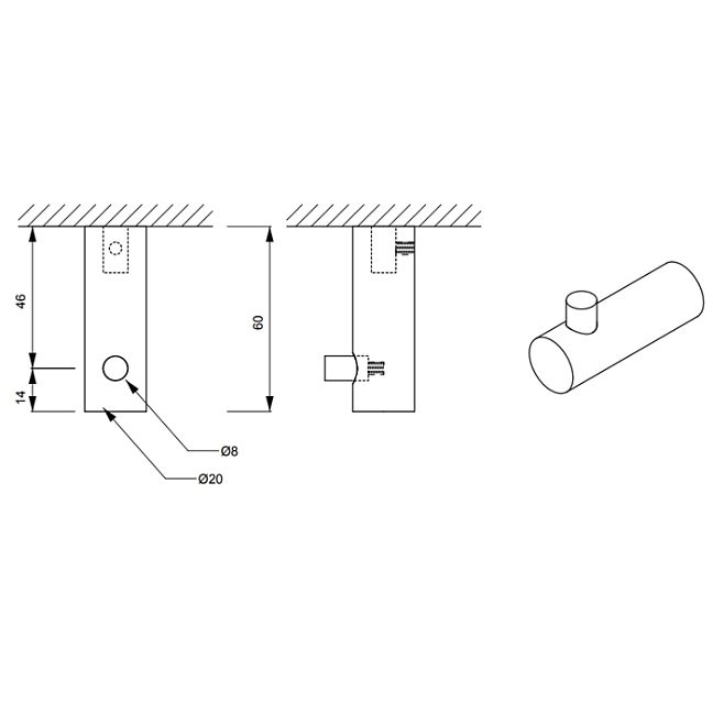 Decor Walther Bar HAK1 Крючок, цвет: черный матовый