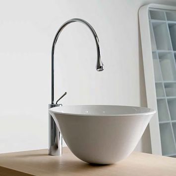 смеситель для раковины высокий Gessi Goccia,  h745mm, без донного клапана. Излив 387 мм, отделка хром