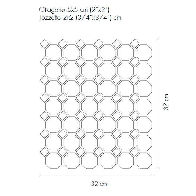 Керамогранит Etruria Design XXS Ottagono 5 Su Rete Ottagono E Tozzetto Moro 32x37