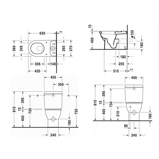 Duravit Darling  Бачок 40,5х16 мм, подключение снизу, с механизмом двойного смыва, кнопка хром, цвет: белый,