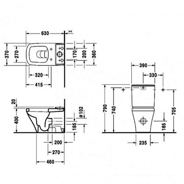 Duravit DuraStyle Бачок с механизмом двойного смыва, хром, 6/3л., для подключения справа или справа 390x170мм, цвет: Белый