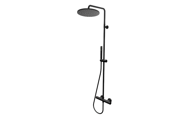 BOSSINI (COSMO) Душевой комплект с термостатом, верхний душ  280 мм, черный матовый (073)