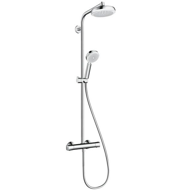 Душевая стойка Hansgrohe Crometta 160 Showerpipe с верхнем душем 180мм, ручным душем, и термостатическим смесителем, цвет: хром