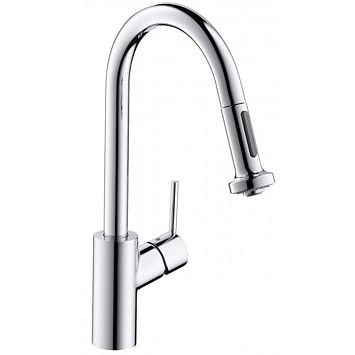 Смеситель для кухни Hansgrohe Talis M52 на 1 отв, поворотный излив: 22.2см с вытяжным душем, 2jet, h:22.6см, sBox, устан.около окна, цвет: нержавейка