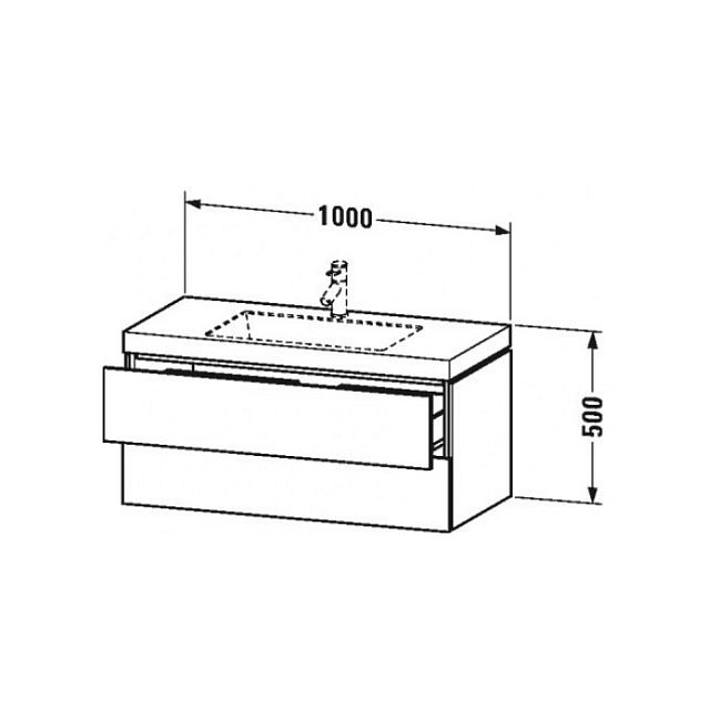 Duravit LC База с раковиной Vero Air 500x1000x480,  2 выдв.ящика, High Gloss, цвет: белый