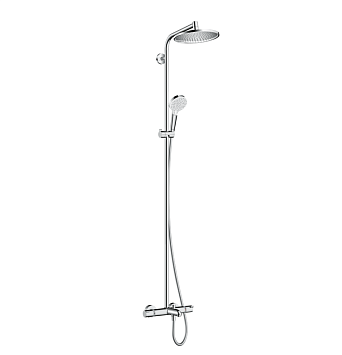 Термостат для душа Hansgrohe Crometta Showerpipe S 240 SHP: термостат для ванны + стойка с верхним душем 240мм + ручной душ со шлангом 160мм, цвет: хром