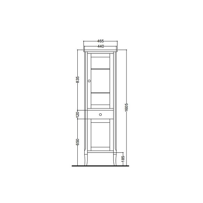 KERASAN Retro Колонна, 465*34*160,5h, петли справа DX,  цвет: noce (орех), ручки: керамика