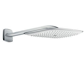 Верхний душ Hansgrohe PuraVida 1jet (RainAir), 391х261 мм, с настенным держателем 390 мм, шарнирное соединение, G1/2, цвет: белый/хром