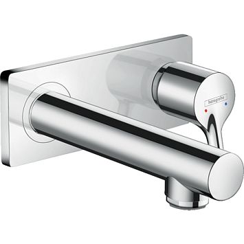 Смеситель для раковины Hansgrohe Talis S однорычажный, настенный, излив: 16,5см., внешняя часть, цвет: хром