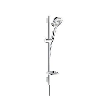 Душевой набор Hansgrohe Raindance Select E: штанга 65см, ручной душ 120, 3jet (Rain, RainAir, WhirlAir), мыльница, шланг, цвет: белый/хром