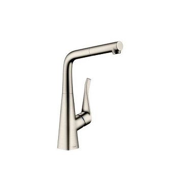 Смеситель для кухни Hansgrohe Metris M71 на 1 отв, поворотный излив: 21.9см с вытяжным душем, 1jet, h315мм, sBox, цвет: нержавейка