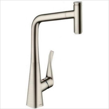 Смеситель для кухни Hansgrohe Talis Select M51 на 1 отв, поворотный излив: 22см с вытяжным душем, 1jet, h:28.8см, sBox, кнопка вкл/выкл, цвет: нержавейка