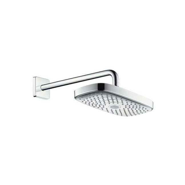 Верхний душ Hansgrohe Raindance, прямоугольный, 300*160 мм, 2 типа струи: Rain: широкая дождевая струя, RainAir : объемная дождевая струя с технологией AirPower, кнопка Select для переключения режимов душа, воздушная форсун