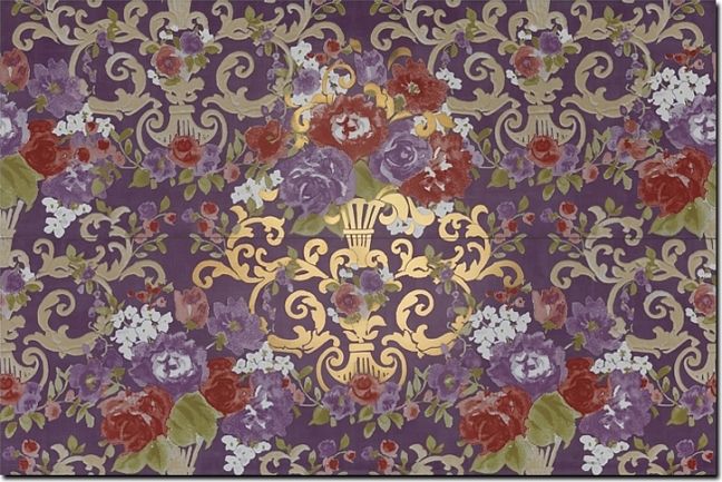 Керамическая плитка Petrachers Primavera Romana Fioritura Oro Su Viola Luc 65x97,7