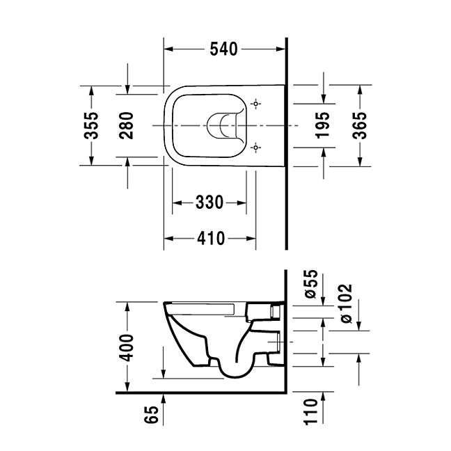 Duravit Happy D.2 Унитаз подвесной rimless 365x540мм, , вкл. крепление Durafix, цвет: антрацит матовый