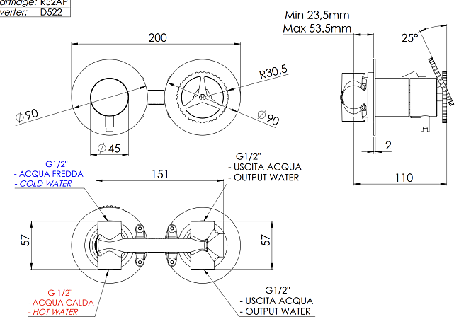 Смеситель для душа Remer Chrono CH92ZPBG, золото брашированное