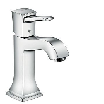 Смеситель для раковины Hansgrohe Metropol Classic 110, однорычажный, с рычаговой рукояткой и сливным гарнитуром, цвет: хром