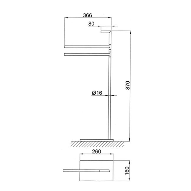 Fantini Young Напольная стойка с полотенцедержателями 366мм_x000D_, цвет: хром