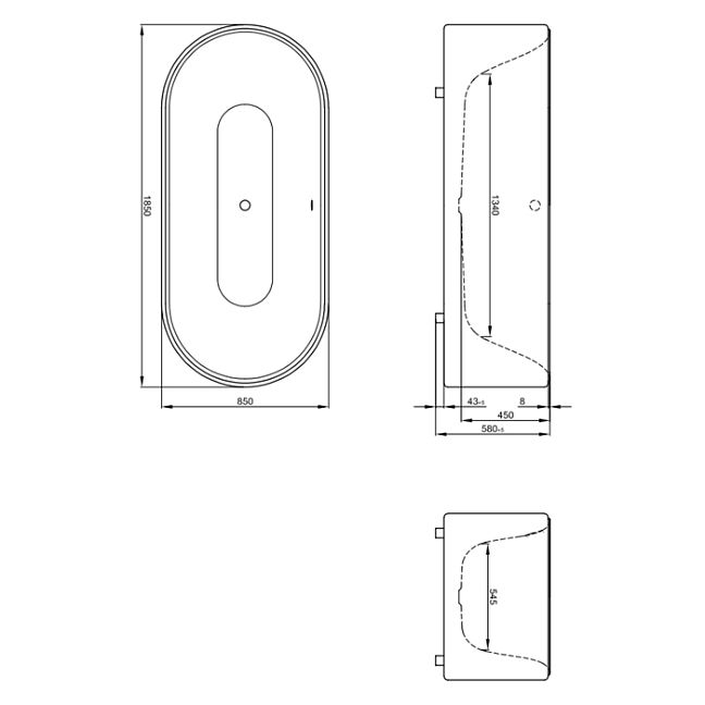 Bette Lux Oval Couture Подиум текстильный  для ванны 3466 TX 185x85x58 см, цвет угольно-черный 853