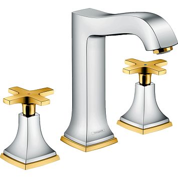 Смеситель для раковины Hansgrohe Metropol Classic на 3 отв., цвет: хром/золото