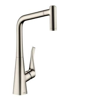 Смеситель для кухни Hansgrohe Metris M71 на 1 отв однорычажный, поворотный излив 23.6см с вытяжным душем, 2jet, h32см, цвет: под сталь