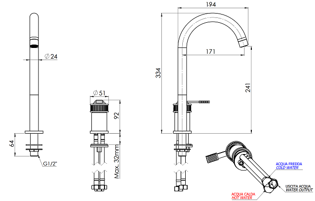 Смеситель для раковины Remer Atelier AL57LNO, черный матовый