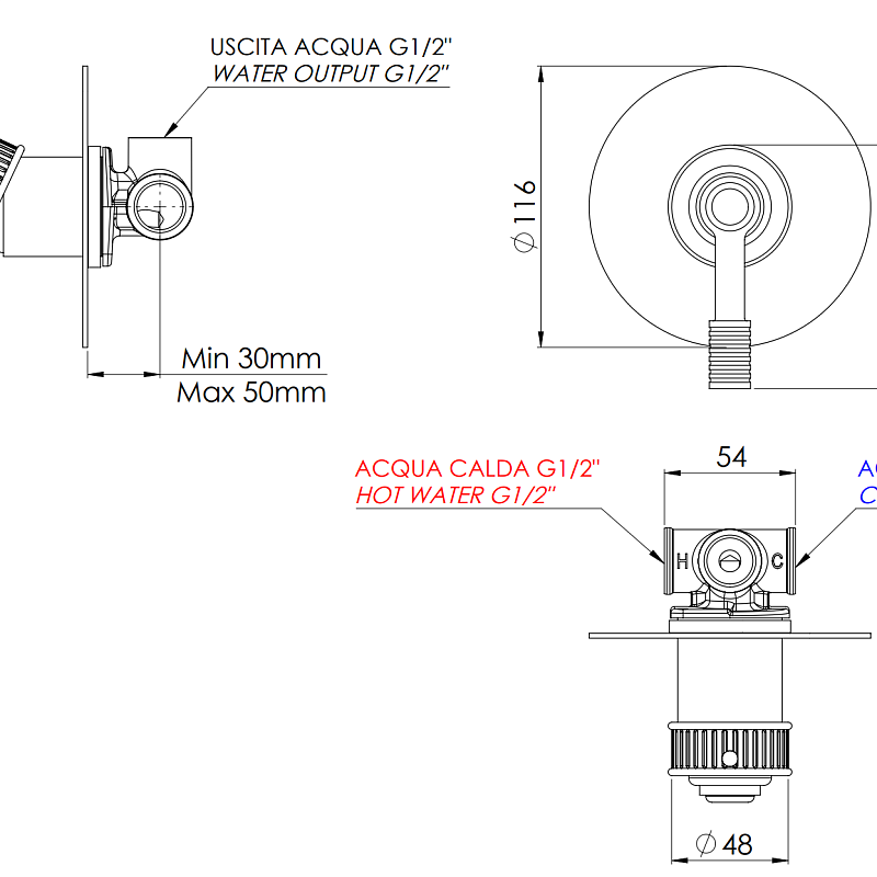 Смеситель для душа Remer Atelier AL30LDO, золото глянцевое