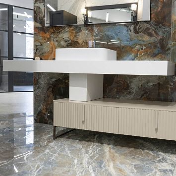 EXPO Комп.Arbi Code Wave. Раковина 60x38см. Столешница 180см Corian. Тумба70см+70см, цвет Burro op. Опоры для мебели